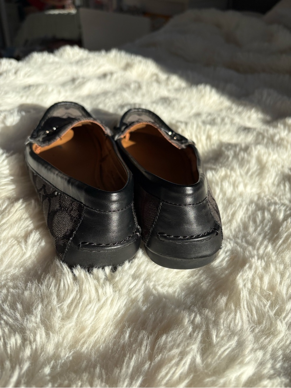 Coach Black Signature Jacquard Metal-Bit Loafers - Picture 3 of 11